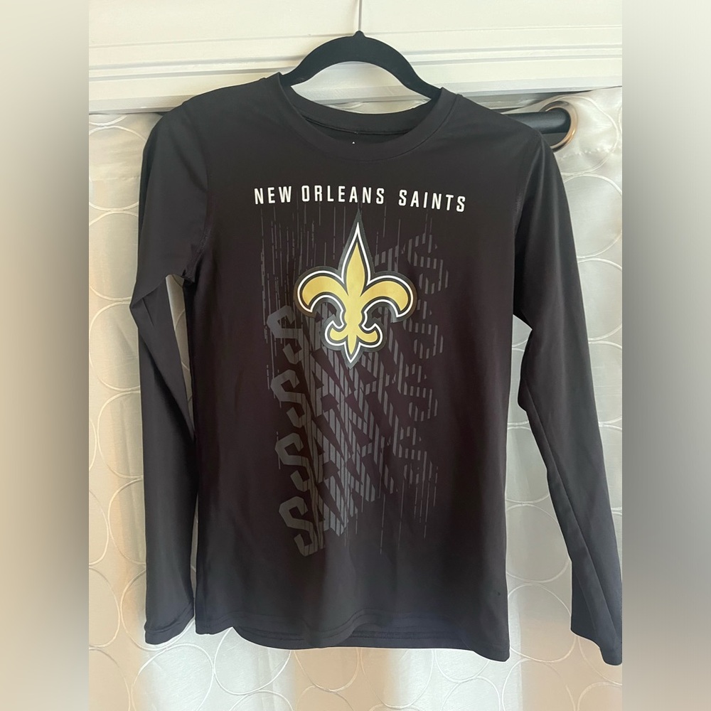 New Orleans Saints NFL Kids Long Sleeve Dri Fit Loose Fit Shirt Size M 10/12